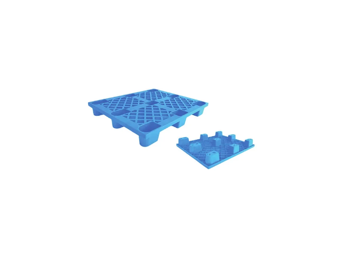 Grid-Deck Nine-Foot Plastic Pallet 800×800×140mm — Grid deck / Nine Foot base