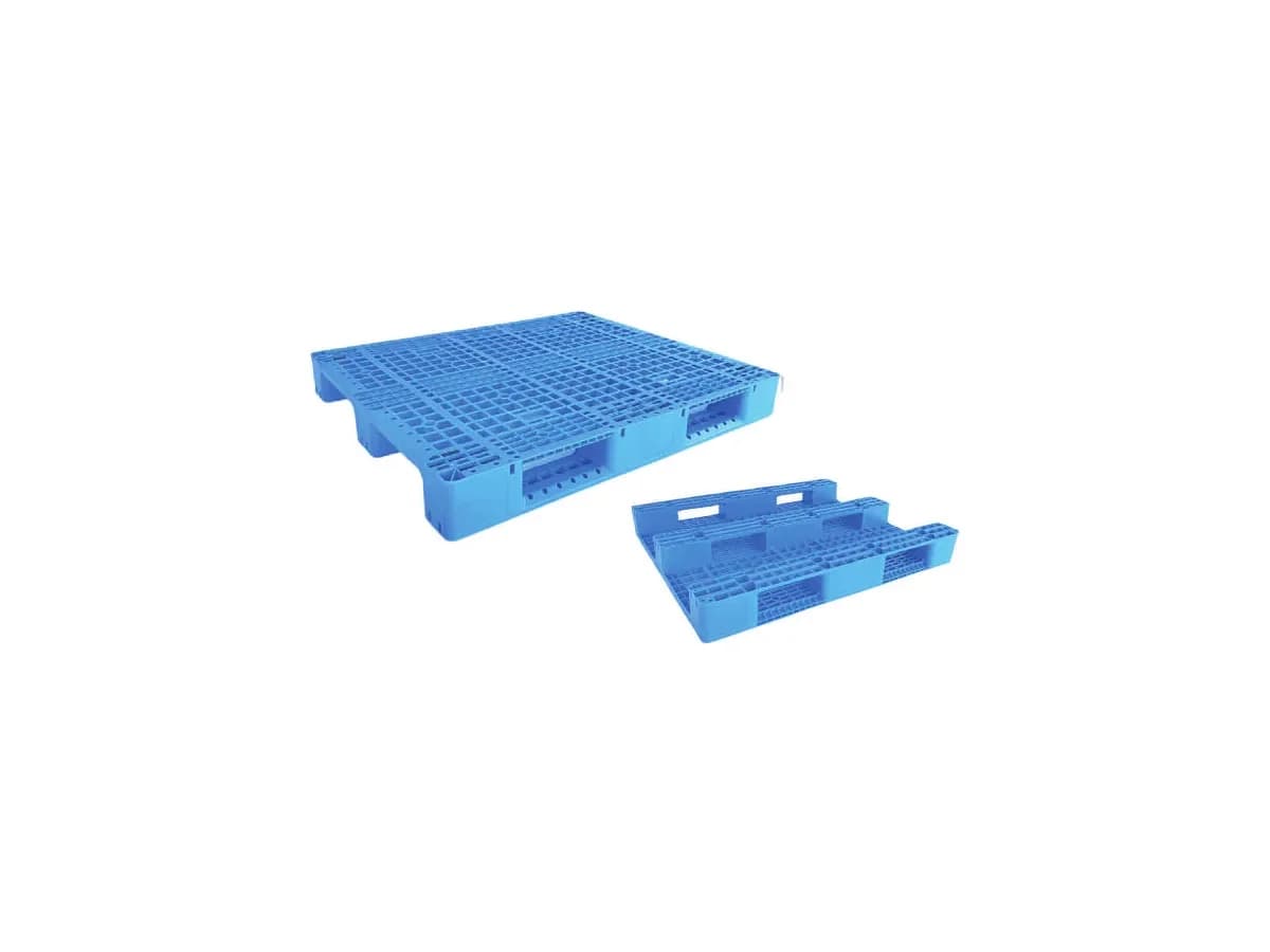Plastic Pallet 1100 × 1000 × 150mm — Grid deck / 3 Runner base