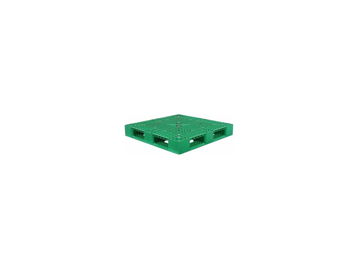 Grid Perimeter-Base Plastic Pallet — 1,100 × 1,100 × 150mm — Grid deck
