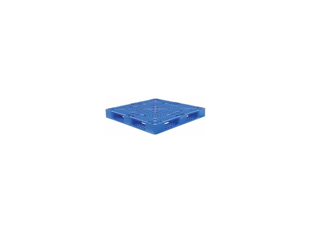 Grid Perimeter-Base Plastic Pallet — 1,100 × 1,100 × 125mm — Grid deck