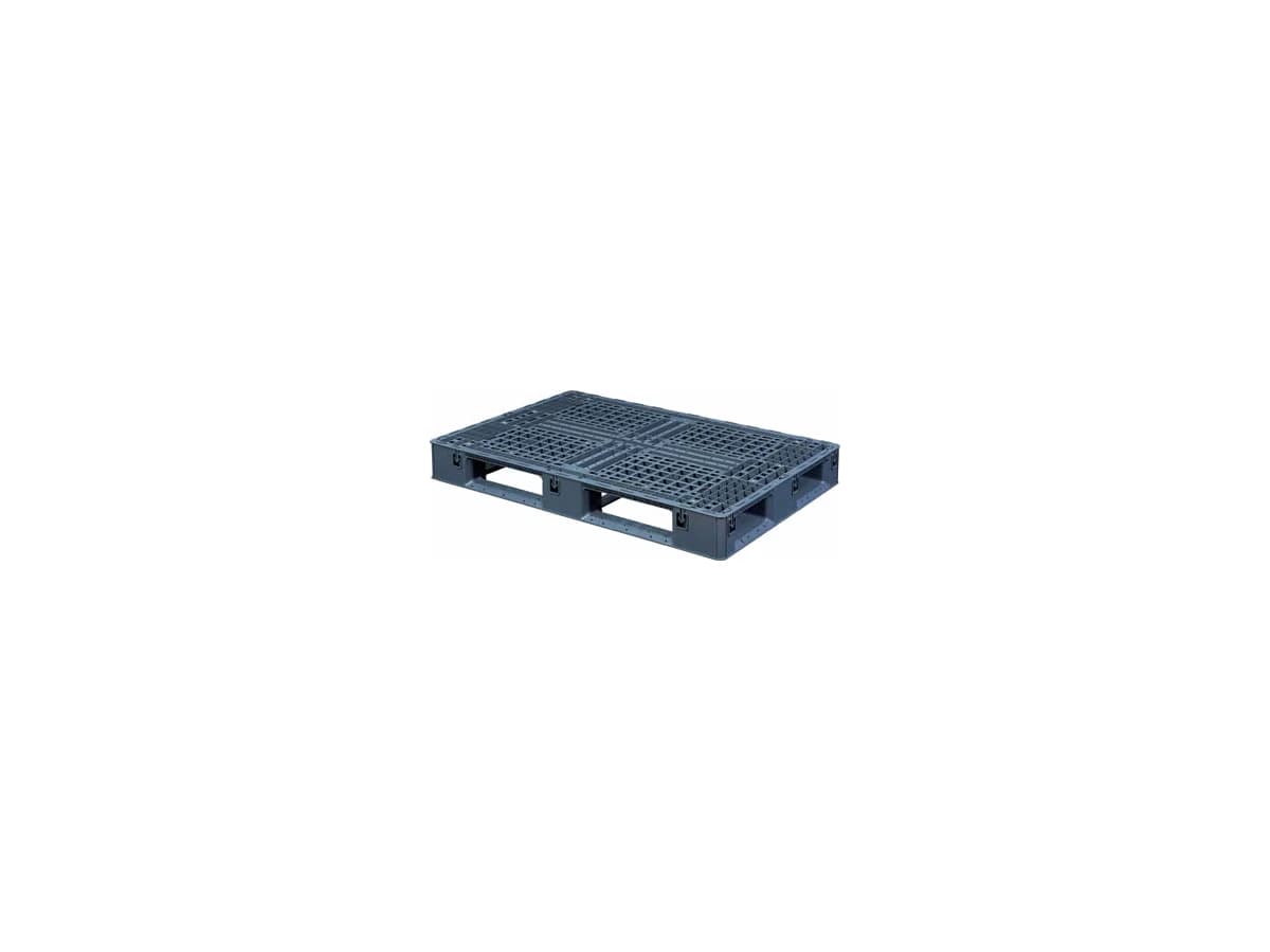 Grid Perimeter-Base Plastic Pallet — 1,200 × 800 × 135mm — Grid deck