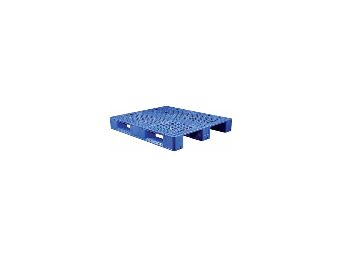 Grid Three-Runner Plastic Pallet — 1,200 × 1,000 × 150mm — Grid deck / 3 Runner base