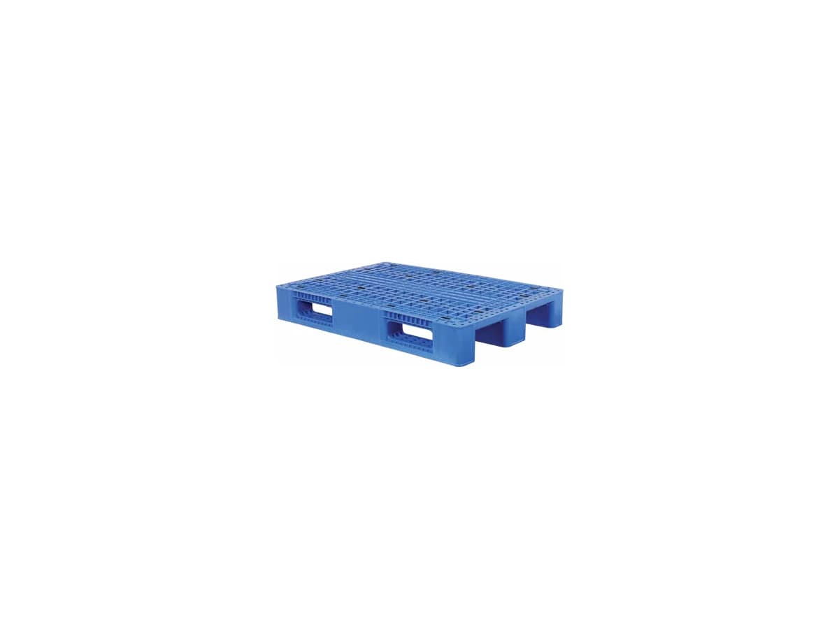 Grid Three-Runner Plastic Pallet — 1,200 × 800 × 160mm — Grid deck / 3 Runner base