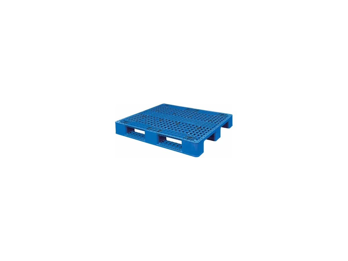 Grid Three-Runner Plastic Pallet — 1,200 × 1,000 × 150mm — Grid deck / 3 Runner base