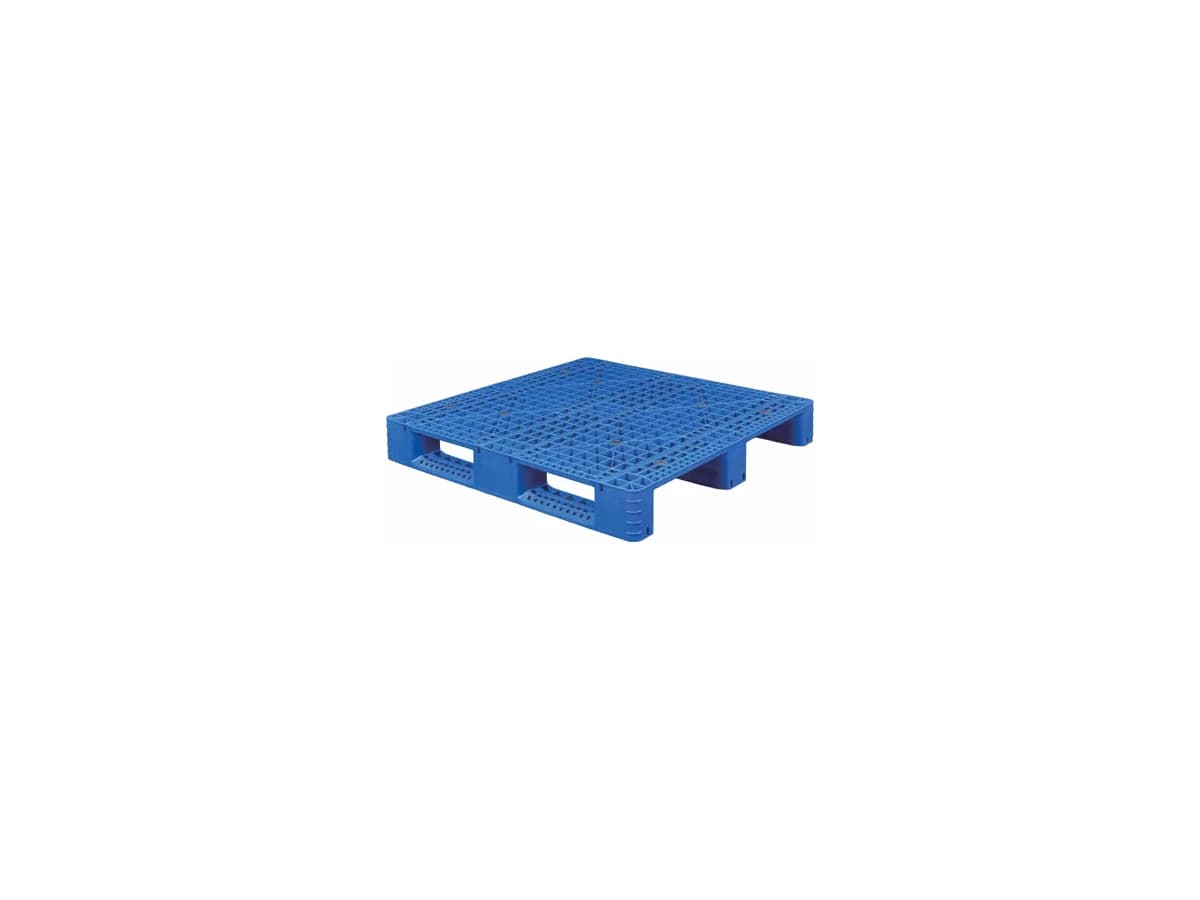 Grid Three-Runner Plastic Pallet — 1,100 × 1,100 × 150mm — Grid deck / 3 Runner base