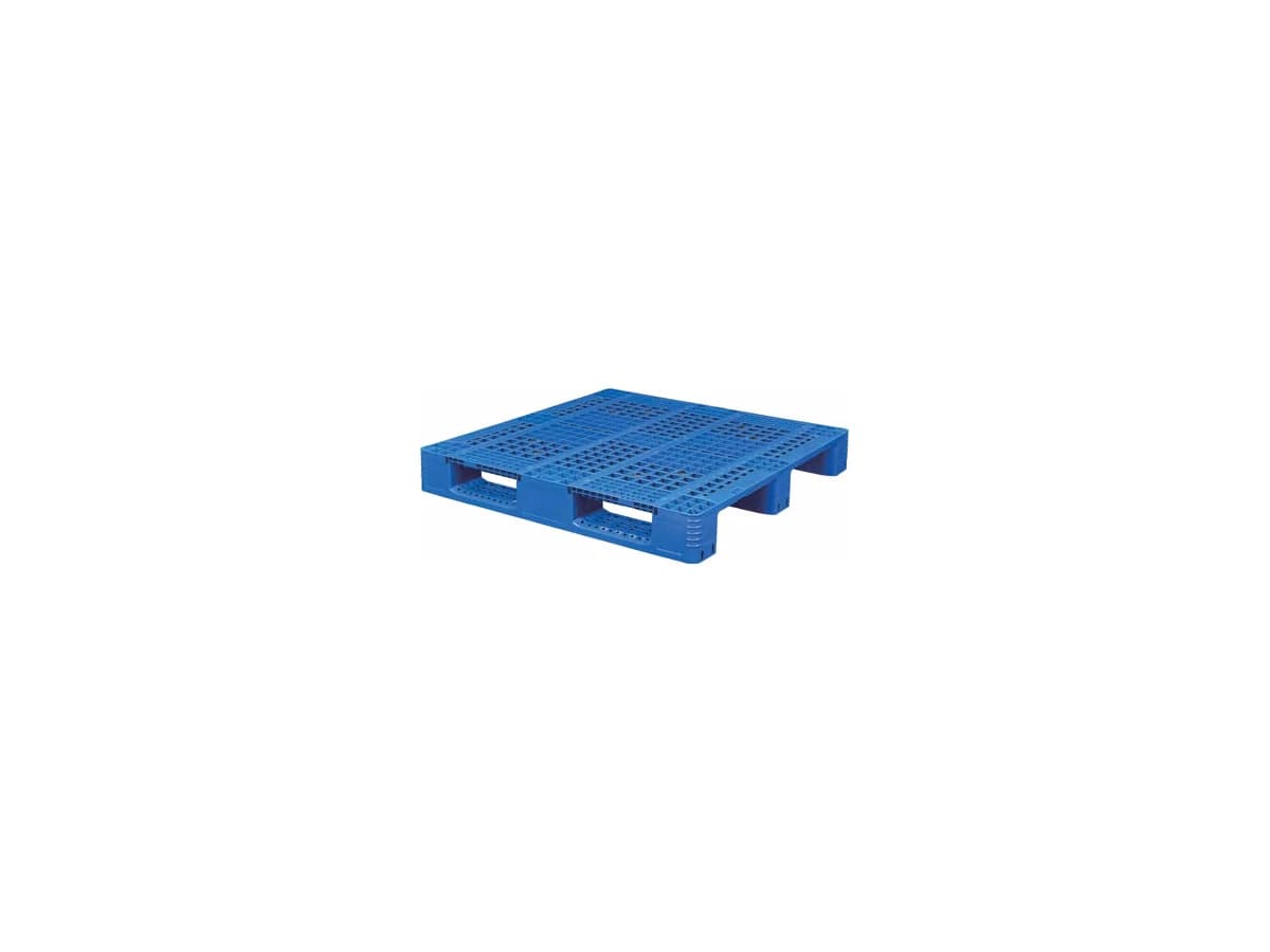 Grid Three-Runner Plastic Pallet — 1,200 × 1,200 × 160mm — Grid deck / 3 Runner base