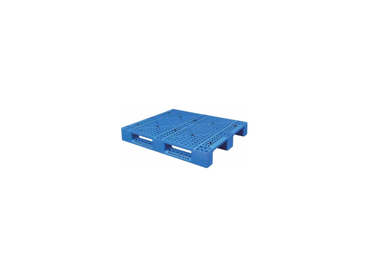 Grid Three-Runner Plastic Pallet — 1,200 × 1,000 × 150mm — Grid deck / 3 Runner base