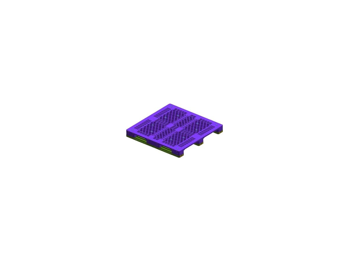 Grid Three-Runner Plastic Pallet — 1,300 × 1,300 × 160mm — Grid deck / 3 Runner base