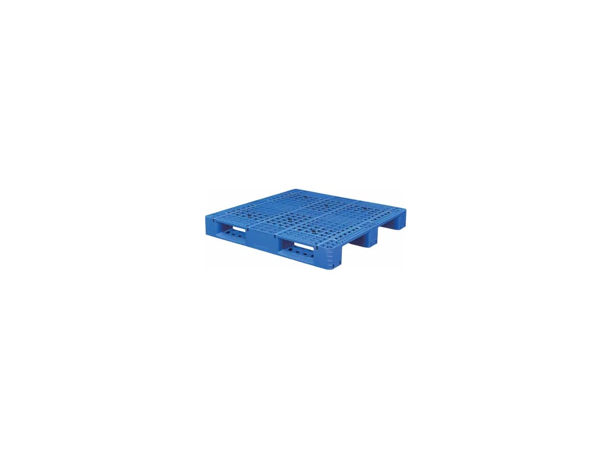 Grid Three-Runner Plastic Pallet — 1,200 × 1,200 × 150mm — Grid deck / 3 Runner base