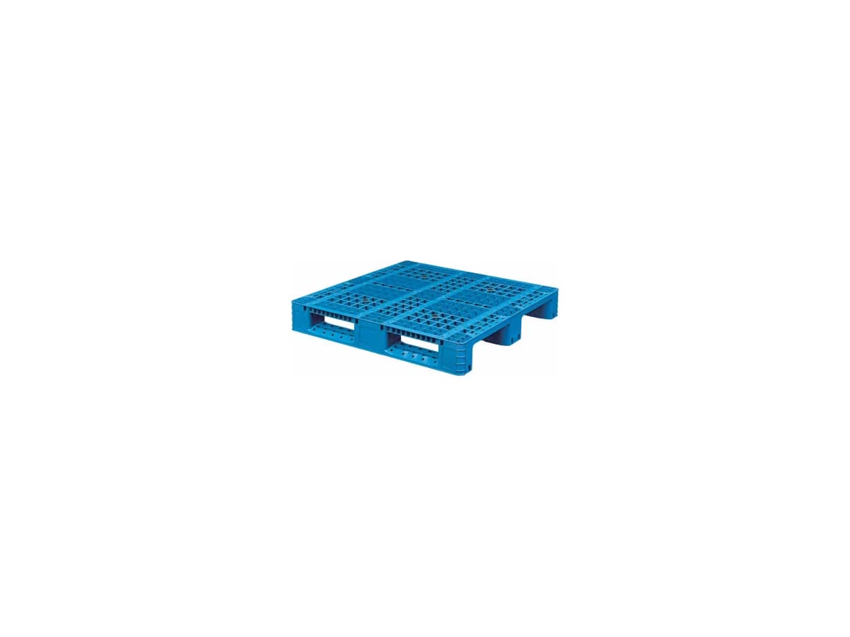Grid Three-Runner Plastic Pallet — 950 × 950 × 140mm — Grid deck / 3 Runner base