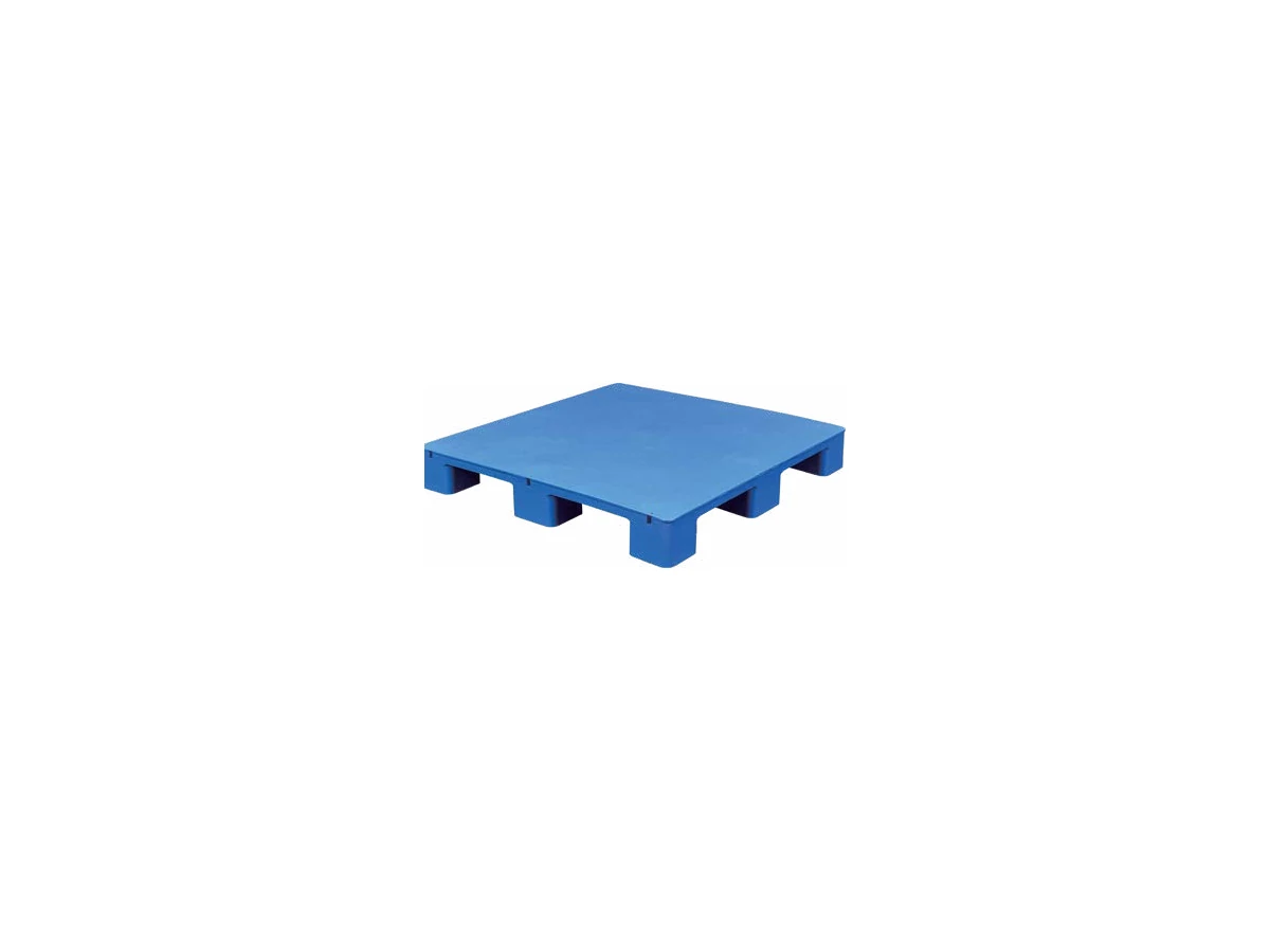 Flat-Deck Nine-Foot Plastic Pallet — 1,000 × 1,000 × 140mm — Flat / Solid deck / Nine Foot base
