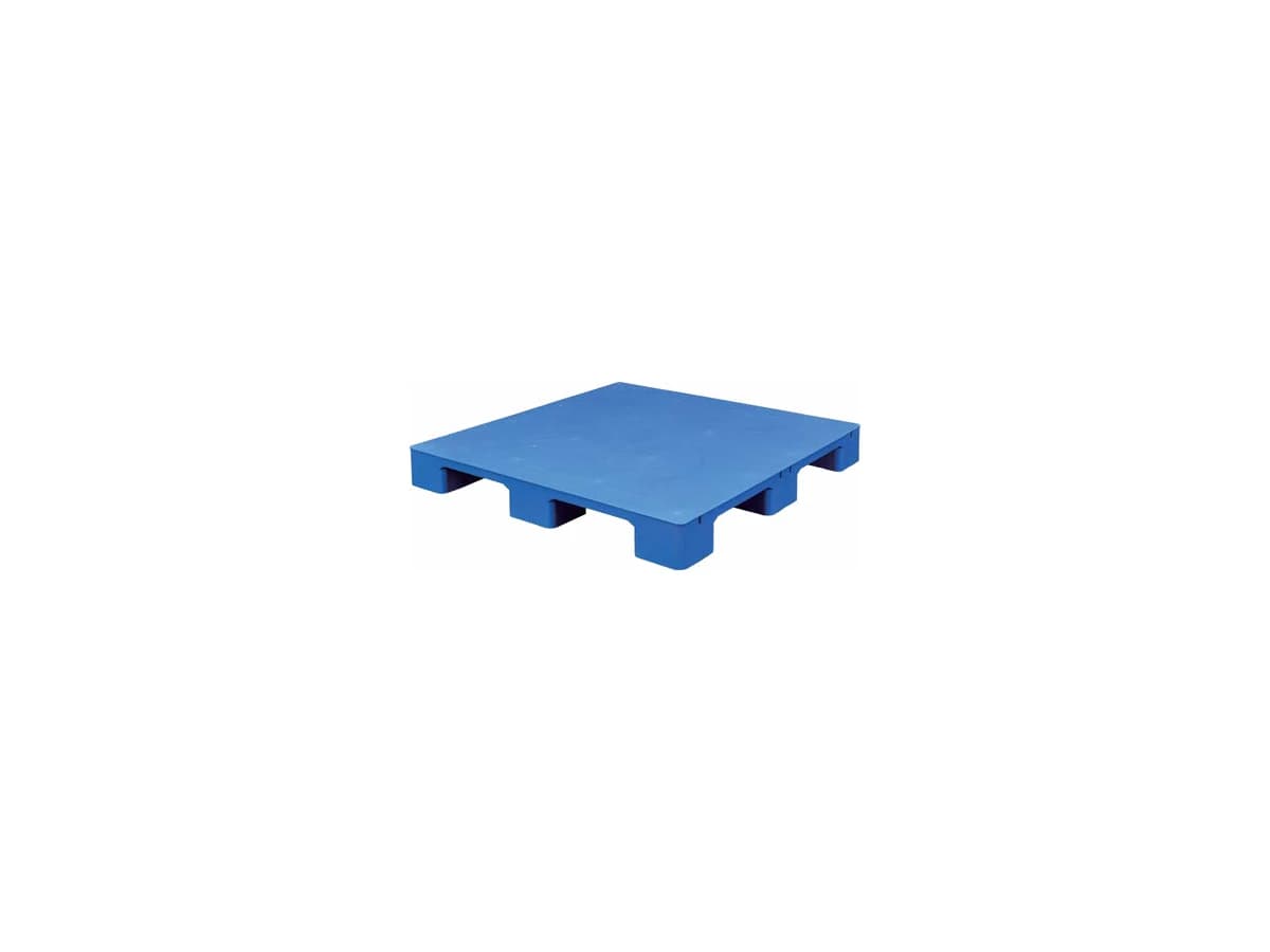 Flat-Deck Nine-Foot Plastic Pallet — 1,200 × 1,200 × 140mm — Flat / Solid deck / Nine Foot base