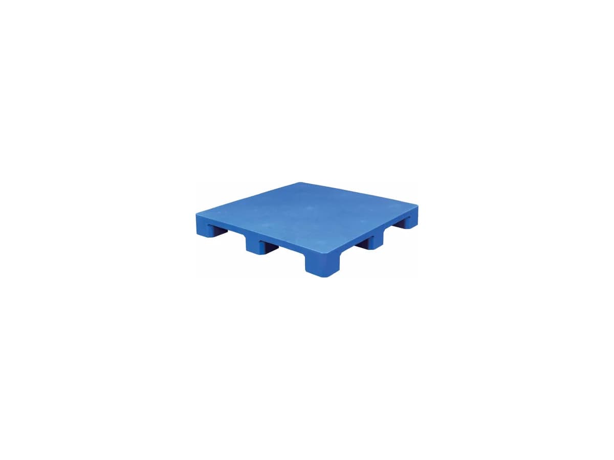 Flat-Deck Nine-Foot Plastic Pallet — 1,100 × 1,100 × 140mm — Flat / Solid deck / Nine Foot base