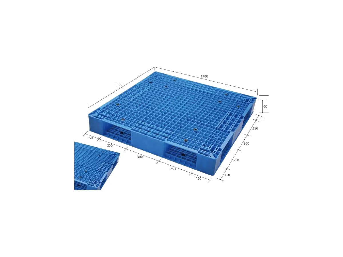Double-Sided Grid Pallet 1100 × 1100 × 150mm — Grid deck / Double Faced base