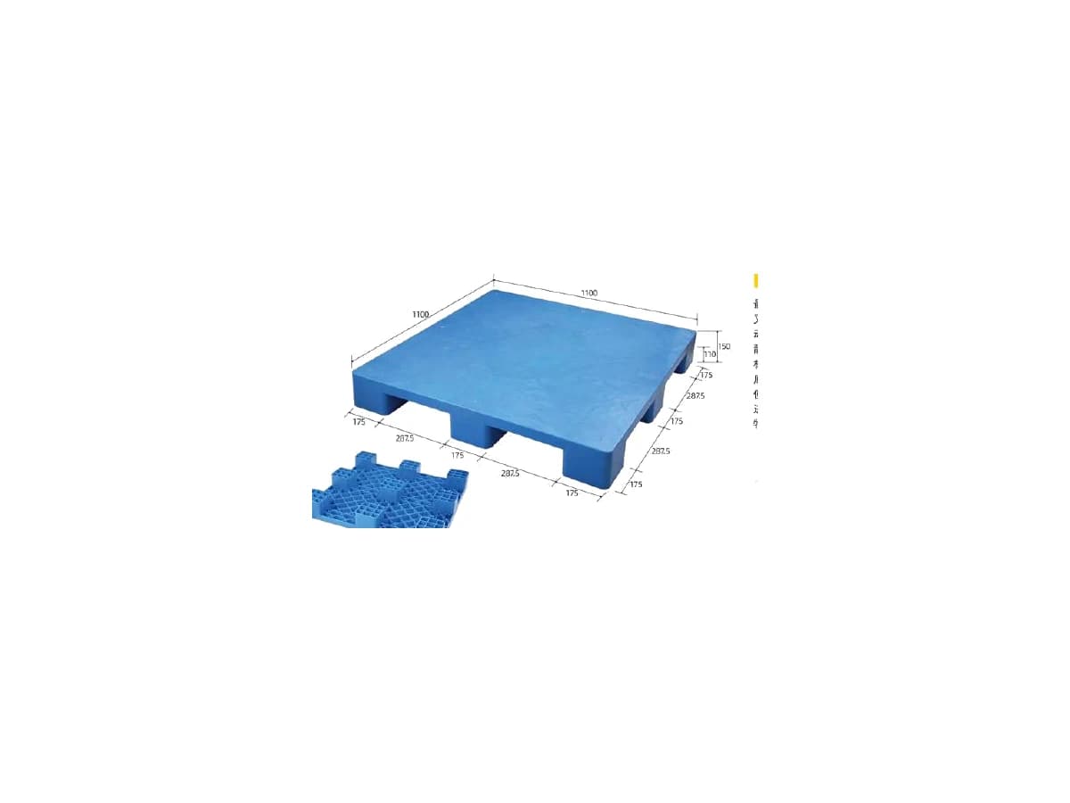 Flat Nine-Foot Pallet 1100 × 1100 × 150mm — Flat / Solid deck / Nine Foot base