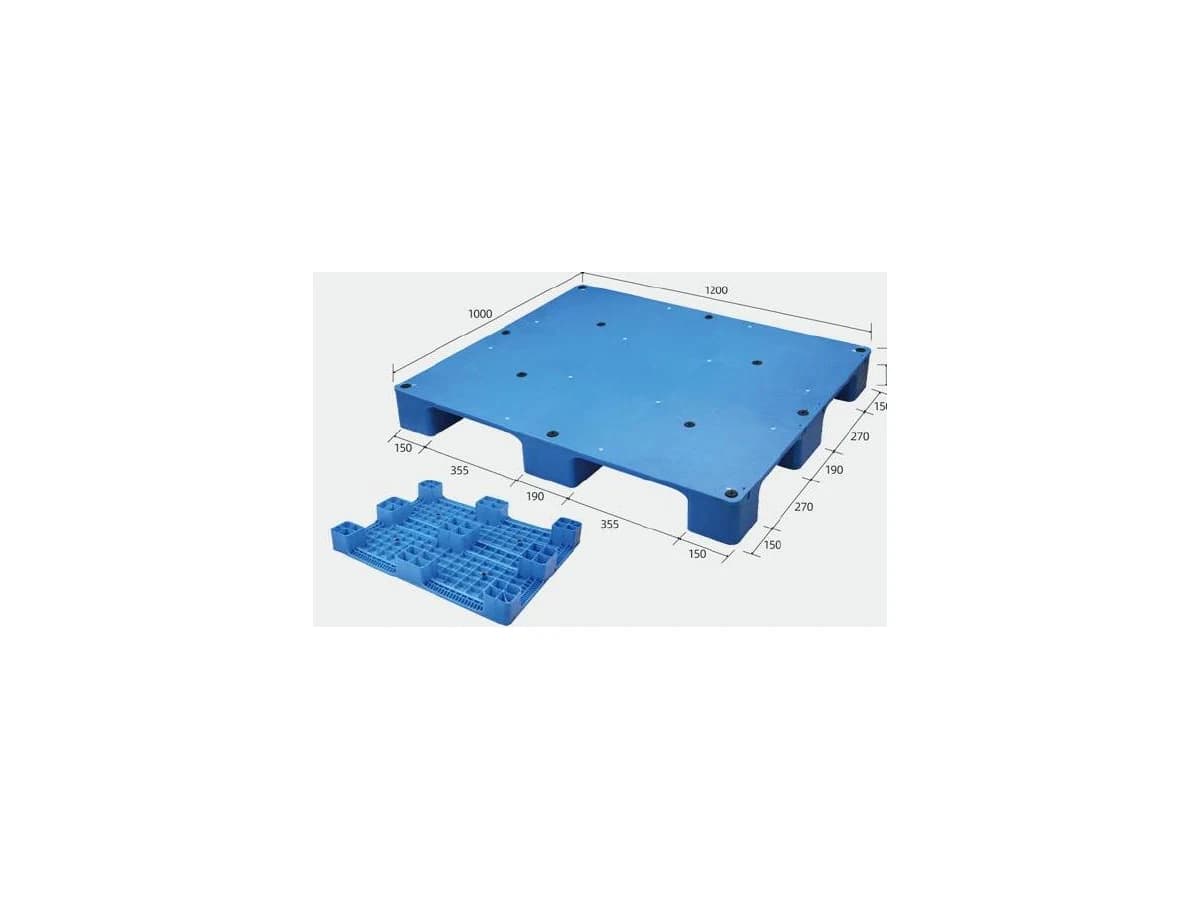 Plastic Pallet 1200 × 1000 × 150mm — Flat / Solid deck / Nine Foot base
