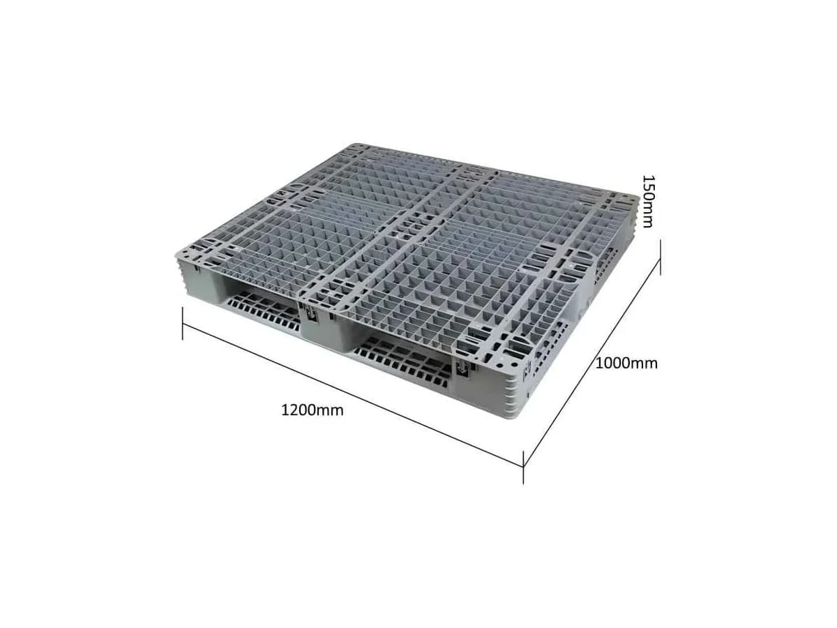 Plastic Pallet 1200 × 1000 × 150mm — Grid deck / Double Faced base